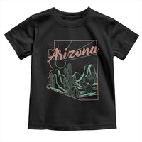 Vintage Arizona State Outline Desert Sunset Graphic Toddler T Shirt Retro Southwest Saguaro Cactus Travel Souvenir