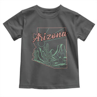Vintage Arizona State Outline Desert Sunset Graphic Toddler T Shirt Retro Southwest Saguaro Cactus Travel Souvenir