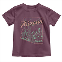 Vintage Arizona State Outline Desert Sunset Graphic Toddler T Shirt Retro Southwest Saguaro Cactus Travel Souvenir