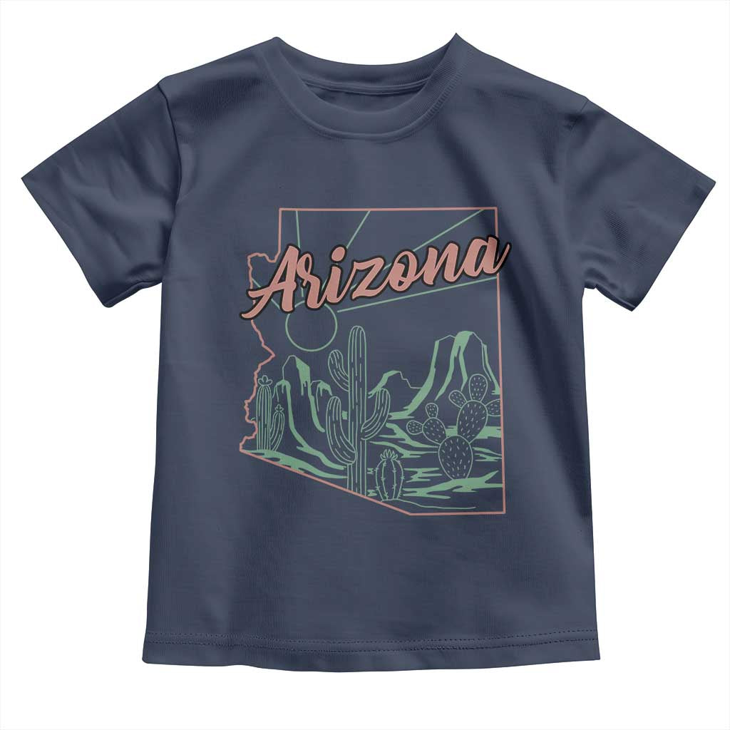 Vintage Arizona State Outline Desert Sunset Graphic Toddler T Shirt Retro Southwest Saguaro Cactus Travel Souvenir