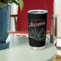 Vintage Arizona State Outline Desert Sunset Graphic Tumbler Cup Retro Southwest Saguaro Cactus Travel Souvenir