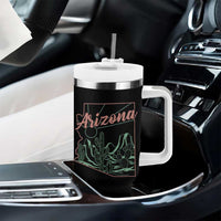 Vintage Arizona State Outline Desert Sunset Graphic Tumbler With Handle Retro Southwest Saguaro Cactus Travel Souvenir