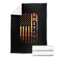 Patriotic Arizona Flag Sunset Graphic Throw Blanket American Flag Southwest Desert Saguaro Cactus State Pride Souvenir
