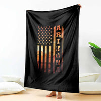 Patriotic Arizona Flag Sunset Graphic Throw Blanket American Flag Southwest Desert Saguaro Cactus State Pride Souvenir