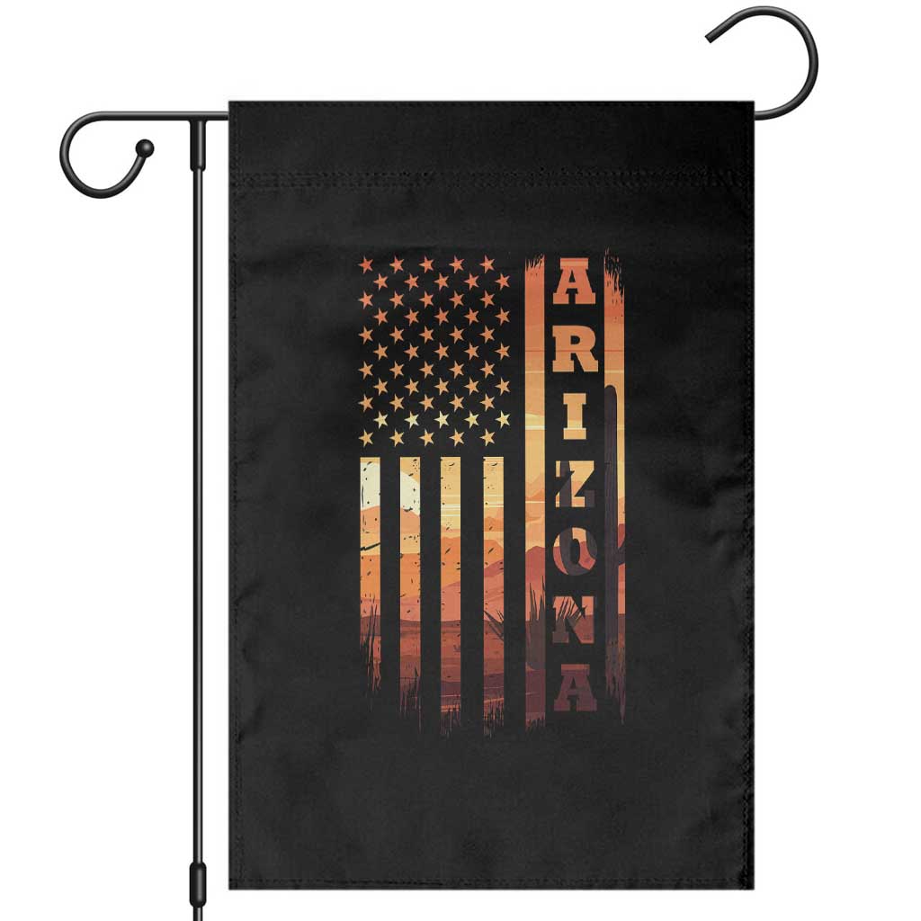 Patriotic Arizona Flag Sunset Graphic Garden Flag American Flag Southwest Desert Saguaro Cactus State Pride Souvenir