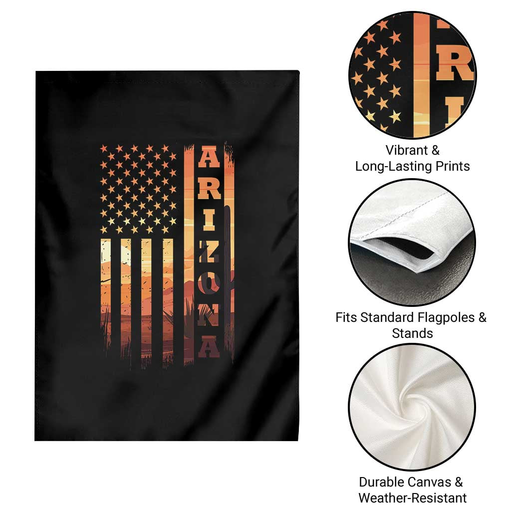 Patriotic Arizona Flag Sunset Graphic Garden Flag American Flag Southwest Desert Saguaro Cactus State Pride Souvenir