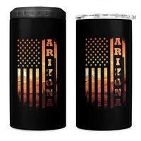 Patriotic Arizona Flag Sunset Graphic 4 in 1 Can Cooler Tumbler American Flag Southwest Desert Saguaro Cactus State Pride Souvenir