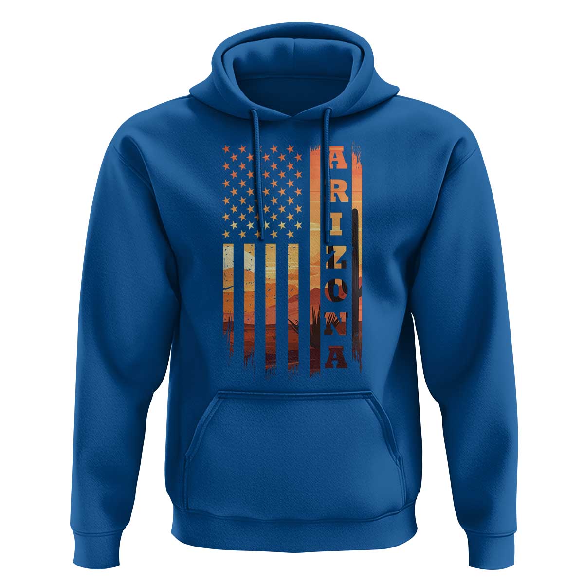 Patriotic Arizona Flag Sunset Graphic Hoodie American Flag Southwest Desert Saguaro Cactus State Pride Souvenir