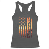 Patriotic Arizona Flag Sunset Graphic Racerback Tank Top American Flag Southwest Desert Saguaro Cactus State Pride Souvenir