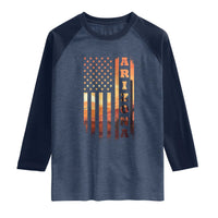 Patriotic Arizona Flag Sunset Graphic Raglan Shirt American Flag Southwest Desert Saguaro Cactus State Pride Souvenir