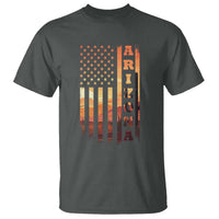 Patriotic Arizona Flag Sunset Graphic T Shirt American Flag Southwest Desert Saguaro Cactus State Pride Souvenir