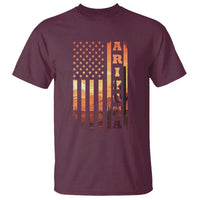 Patriotic Arizona Flag Sunset Graphic T Shirt American Flag Southwest Desert Saguaro Cactus State Pride Souvenir
