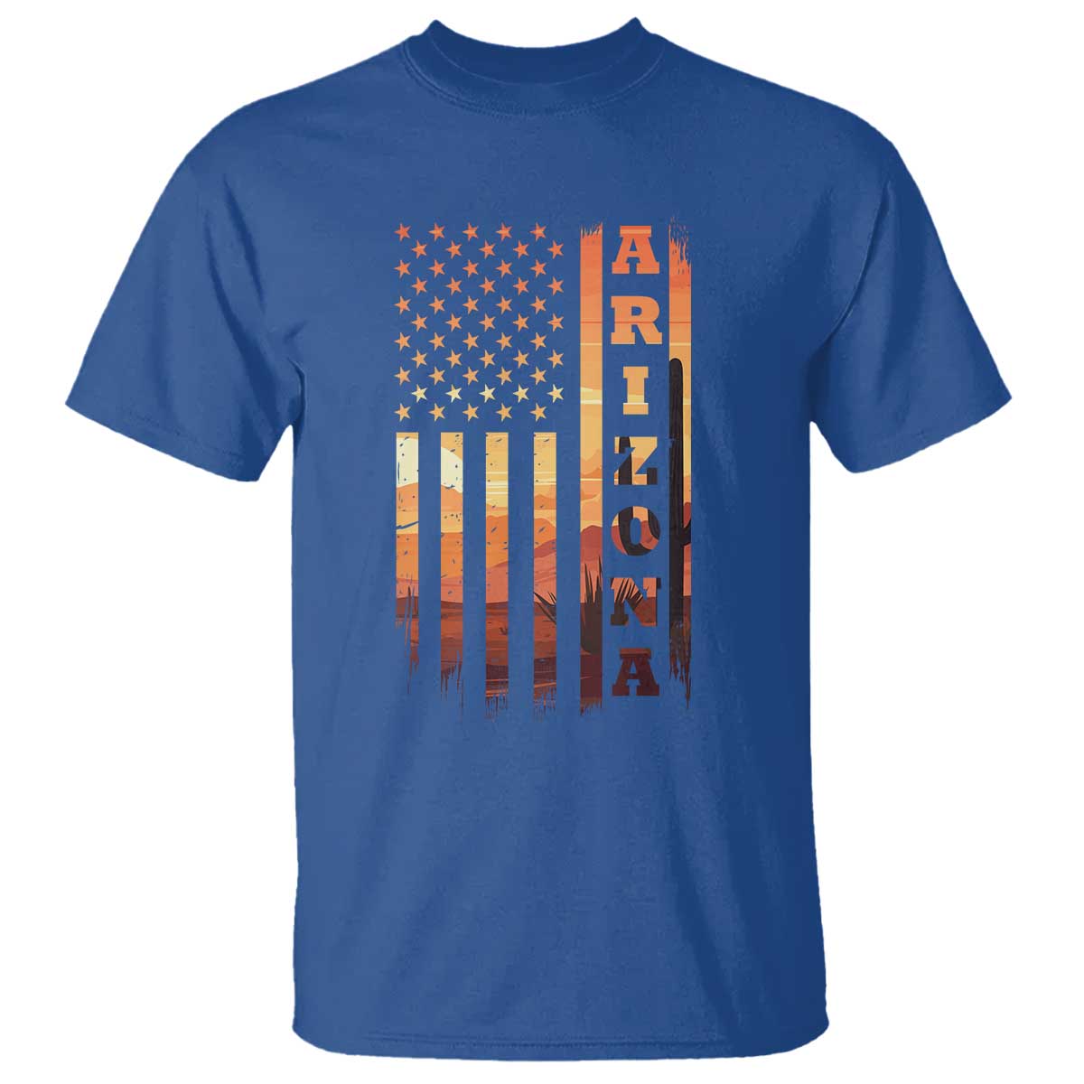 Patriotic Arizona Flag Sunset Graphic T Shirt American Flag Southwest Desert Saguaro Cactus State Pride Souvenir