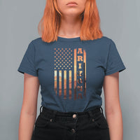 Patriotic Arizona Flag Sunset Graphic T Shirt For Women American Flag Southwest Desert Saguaro Cactus State Pride Souvenir
