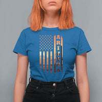 Patriotic Arizona Flag Sunset Graphic T Shirt For Women American Flag Southwest Desert Saguaro Cactus State Pride Souvenir