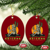 Funny Arizona Its A Dry Heat Skeleton Graphic Ceramic Ornament Vintage Desert Drinking Beer Saguaro Cactus Souvenir