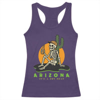 Funny Arizona Its A Dry Heat Skeleton Graphic Racerback Tank Top Vintage Desert Drinking Beer Saguaro Cactus Souvenir