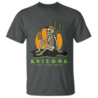 Funny Arizona Its A Dry Heat Skeleton Graphic T Shirt Vintage Desert Drinking Beer Saguaro Cactus Souvenir