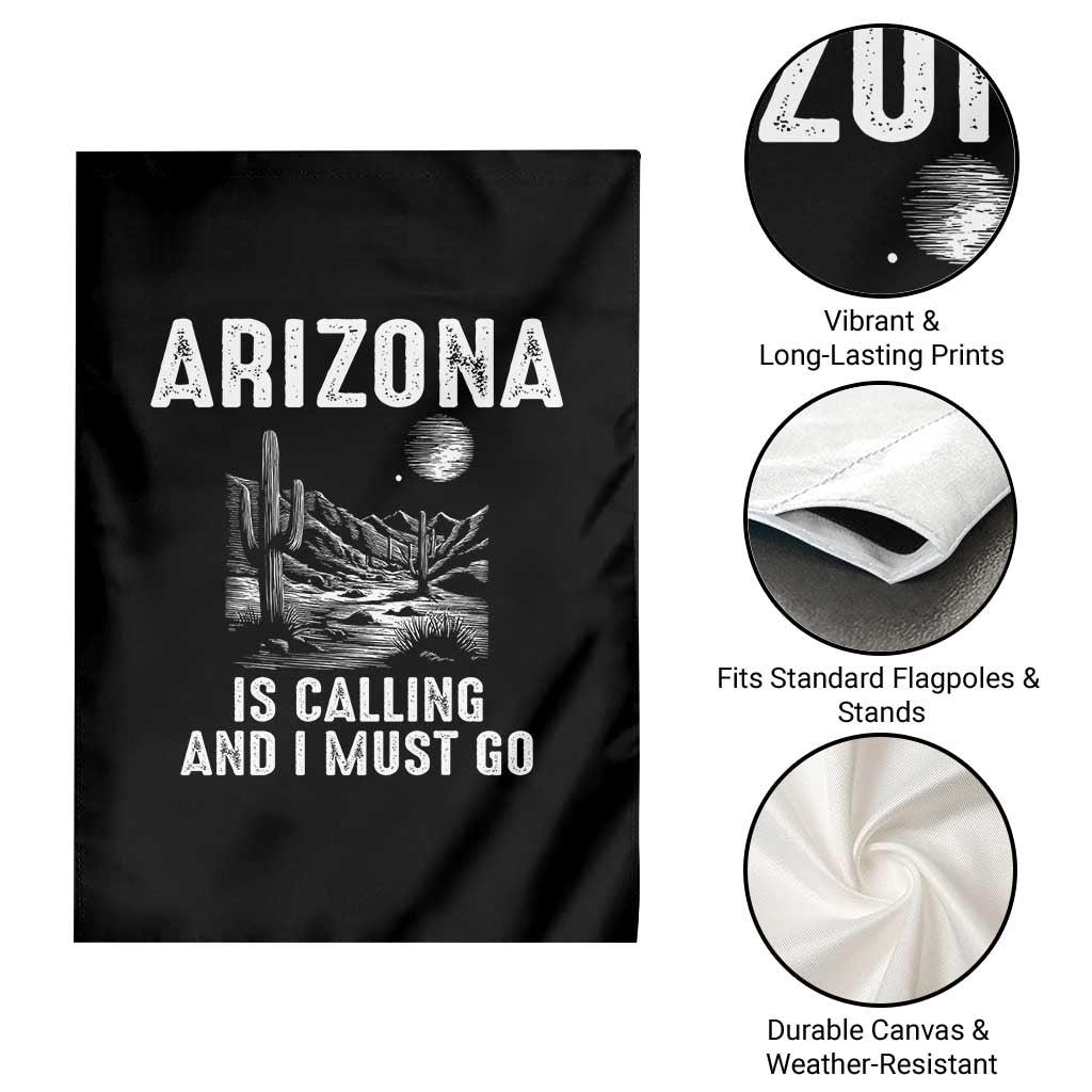 Retro Arizona Is Calling And I Must Go Graphic Garden Flag Outdoor Desert Cactus Mountain Travel Souvenir