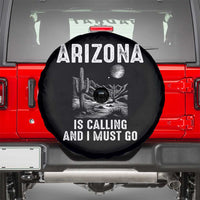 Retro Arizona Is Calling And I Must Go Graphic Spare Tire Cover Outdoor Desert Cactus Mountain Travel Souvenir