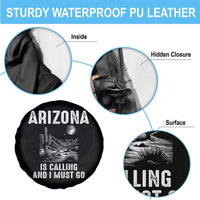 Retro Arizona Is Calling And I Must Go Graphic Spare Tire Cover Outdoor Desert Cactus Mountain Travel Souvenir