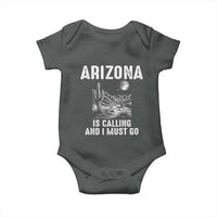 Retro Arizona Is Calling And I Must Go Graphic Baby Onesie Outdoor Desert Cactus Mountain Travel Souvenir