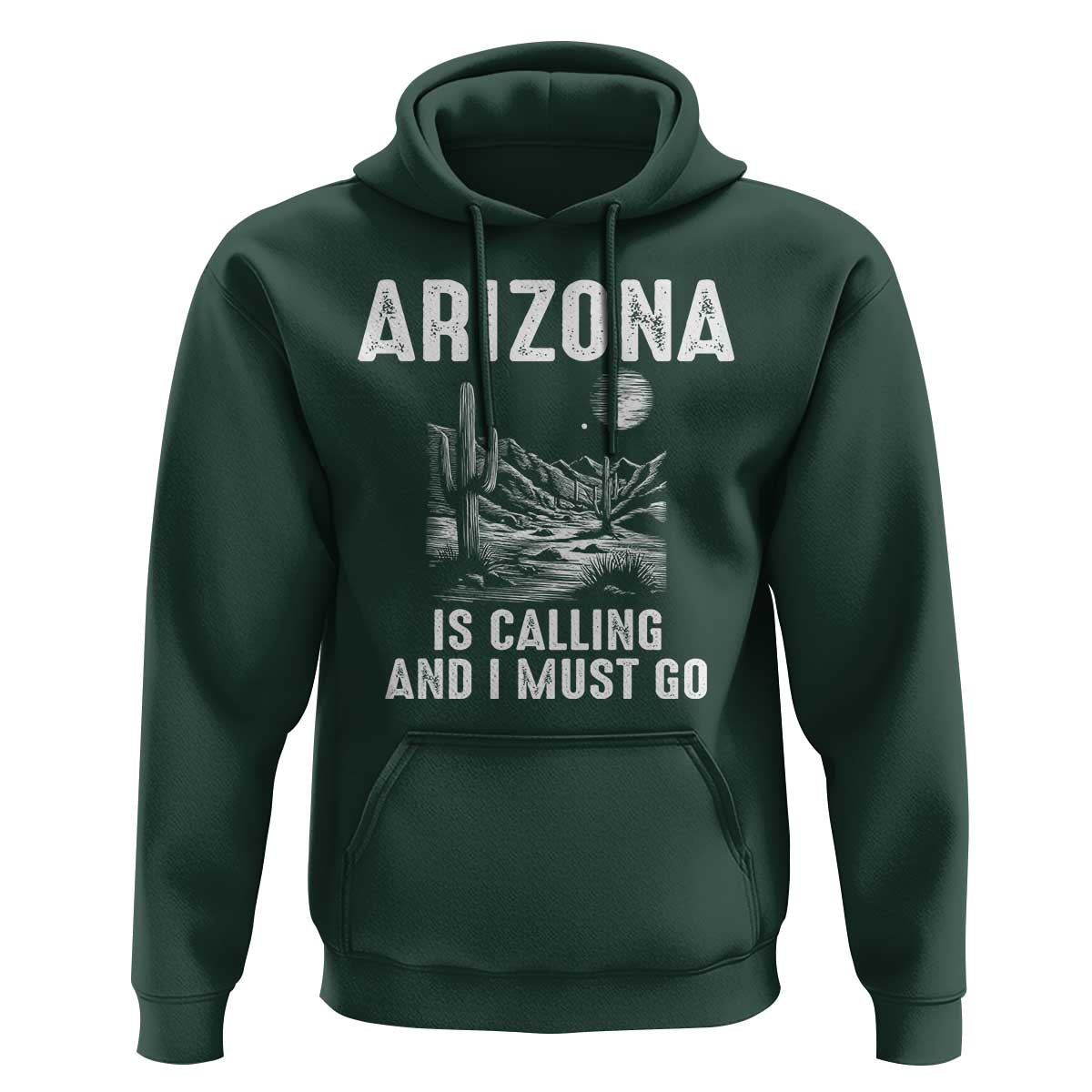 Retro Arizona Is Calling And I Must Go Graphic Hoodie Outdoor Desert Cactus Mountain Travel Souvenir
