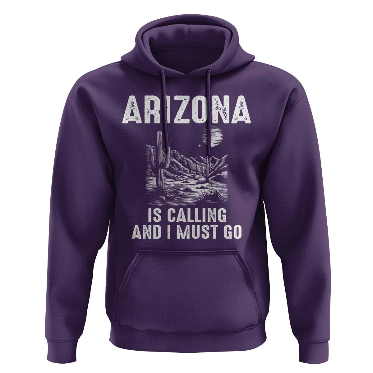 Retro Arizona Is Calling And I Must Go Graphic Hoodie Outdoor Desert Cactus Mountain Travel Souvenir