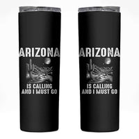 Retro Arizona Is Calling And I Must Go Graphic Skinny Tumbler Outdoor Desert Cactus Mountain Travel Souvenir