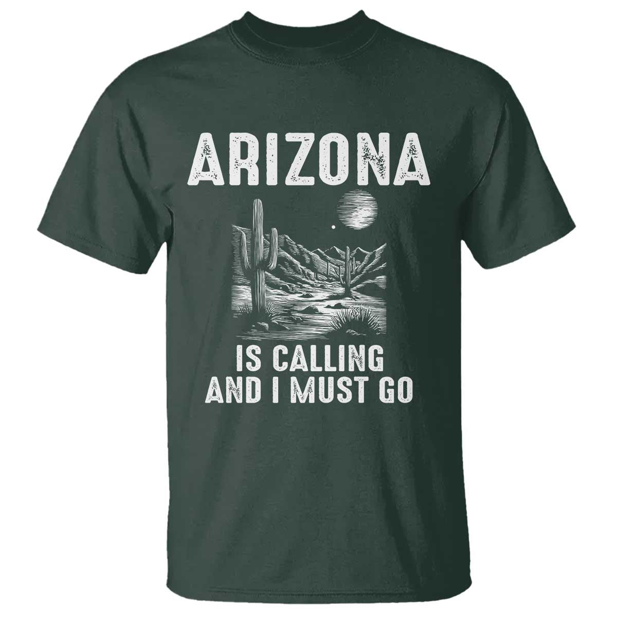 Retro Arizona Is Calling And I Must Go Graphic T Shirt Outdoor Desert Cactus Mountain Travel Souvenir