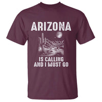 Retro Arizona Is Calling And I Must Go Graphic T Shirt Outdoor Desert Cactus Mountain Travel Souvenir
