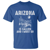 Retro Arizona Is Calling And I Must Go Graphic T Shirt Outdoor Desert Cactus Mountain Travel Souvenir