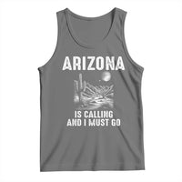 Retro Arizona Is Calling And I Must Go Graphic Tank Top Outdoor Desert Cactus Mountain Travel Souvenir