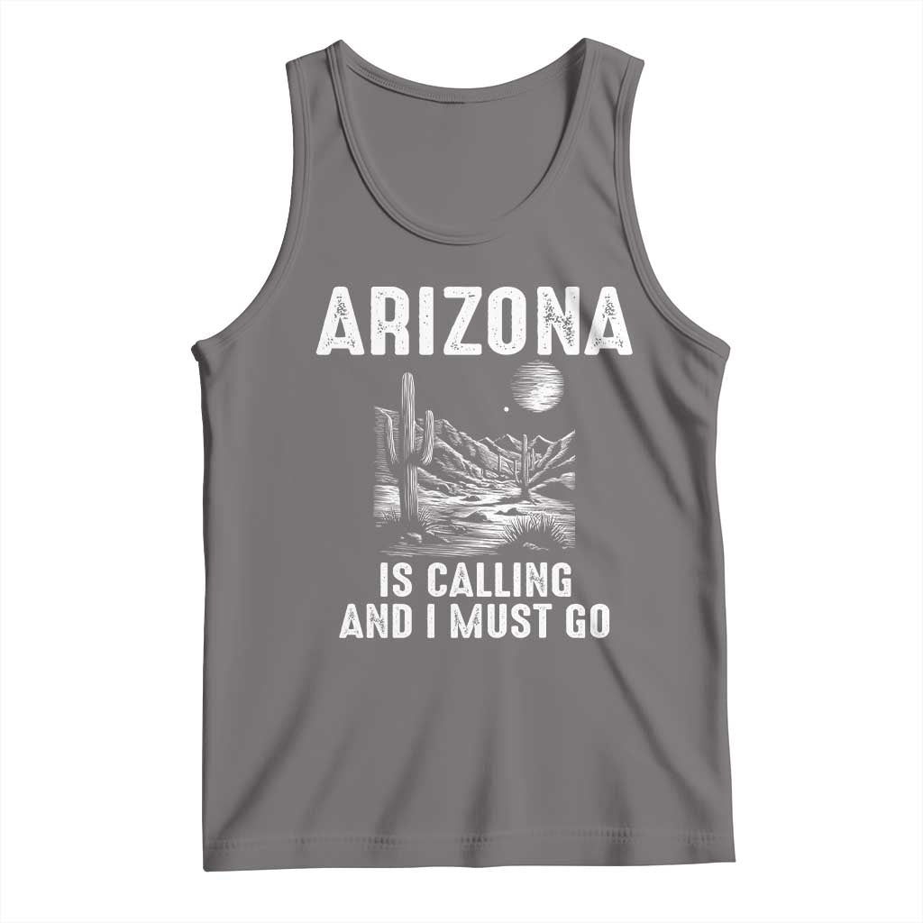 Retro Arizona Is Calling And I Must Go Graphic Tank Top Outdoor Desert Cactus Mountain Travel Souvenir