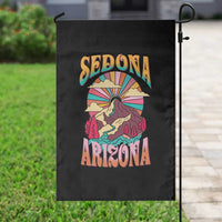Vintage Retro Sedona Arizona Graphic Garden Flag Psychedelic Red Rock Mountain Sunset Travel Souvenir