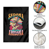 Vintage Retro Sedona Arizona Graphic Garden Flag Psychedelic Red Rock Mountain Sunset Travel Souvenir