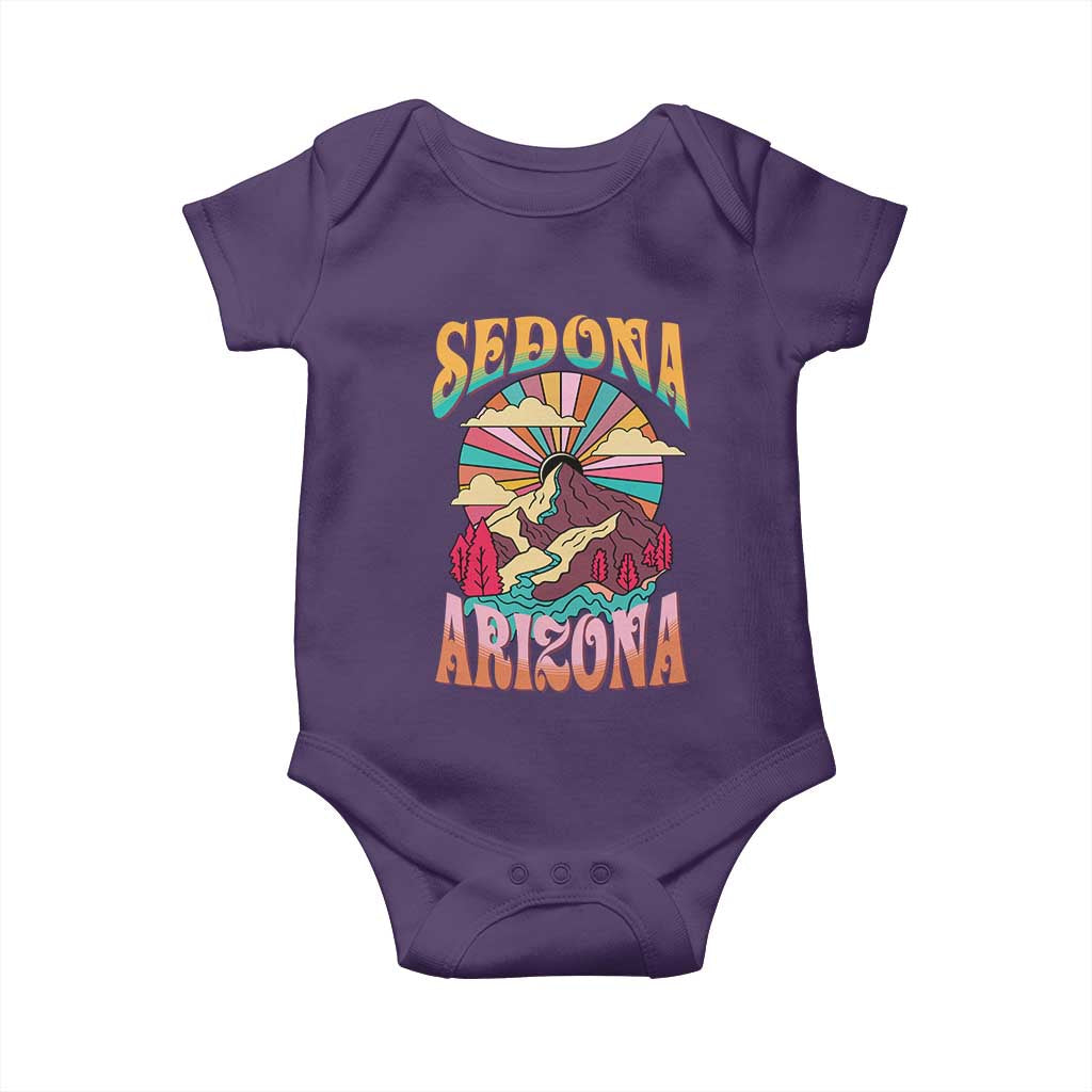 Vintage Retro Sedona Arizona Graphic Baby Onesie Psychedelic Red Rock Mountain Sunset Travel Souvenir