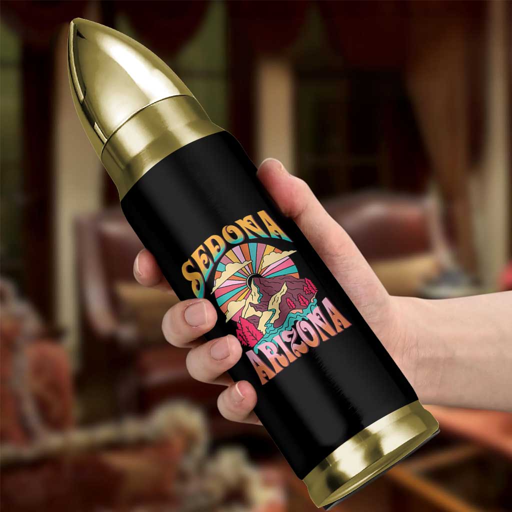 Vintage Retro Sedona Arizona Graphic Bullet Tumbler Psychedelic Red Rock Mountain Sunset Travel Souvenir