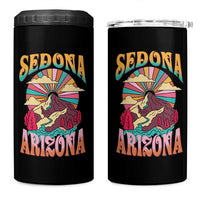 Vintage Retro Sedona Arizona Graphic 4 in 1 Can Cooler Tumbler Psychedelic Red Rock Mountain Sunset Travel Souvenir