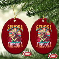 Vintage Retro Sedona Arizona Graphic Ceramic Ornament Psychedelic Red Rock Mountain Sunset Travel Souvenir