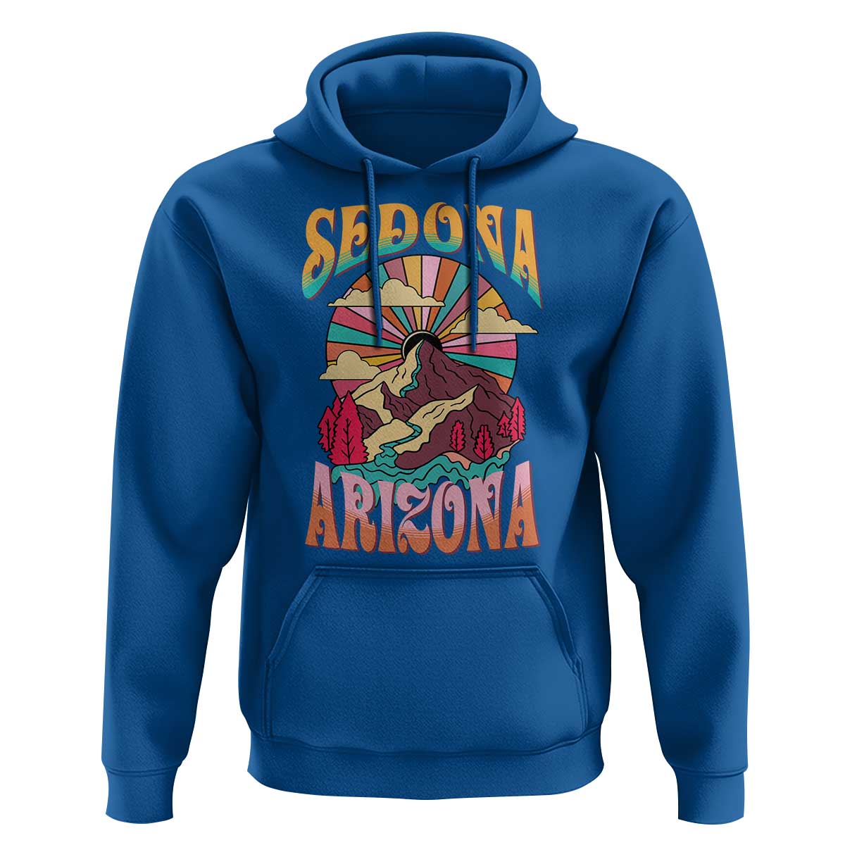 Vintage Retro Sedona Arizona Graphic Hoodie Psychedelic Red Rock Mountain Sunset Travel Souvenir