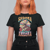 Vintage Retro Sedona Arizona Graphic T Shirt For Women Psychedelic Red Rock Mountain Sunset Travel Souvenir