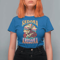 Vintage Retro Sedona Arizona Graphic T Shirt For Women Psychedelic Red Rock Mountain Sunset Travel Souvenir