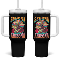 Vintage Retro Sedona Arizona Graphic Tumbler With Handle Psychedelic Red Rock Mountain Sunset Travel Souvenir