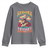 Vintage Retro Sedona Arizona Graphic Youth Sweatshirt Psychedelic Red Rock Mountain Sunset Travel Souvenir