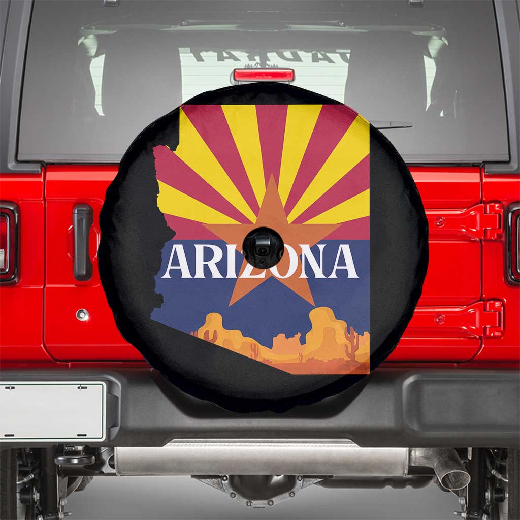 Arizona State Flag Map Graphic Spare Tire Cover Southwest Sunburst Cactus State Pride Souvenir