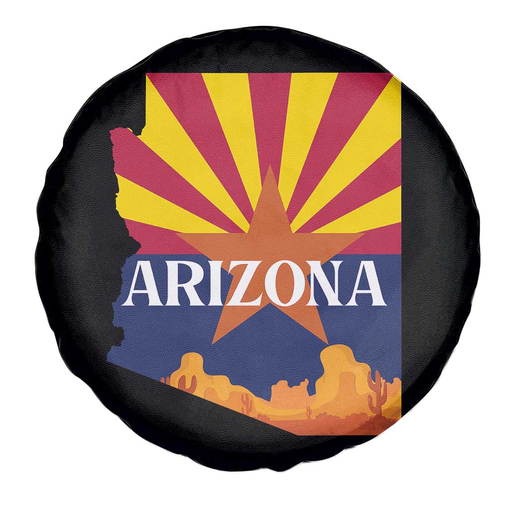 Arizona State Flag Map Graphic Spare Tire Cover Southwest Sunburst Cactus State Pride Souvenir