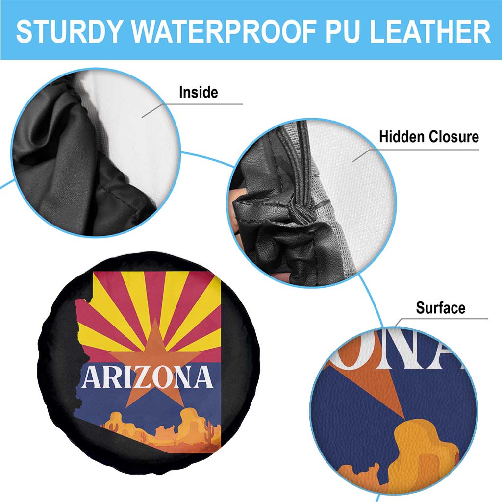 Arizona State Flag Map Graphic Spare Tire Cover Southwest Sunburst Cactus State Pride Souvenir