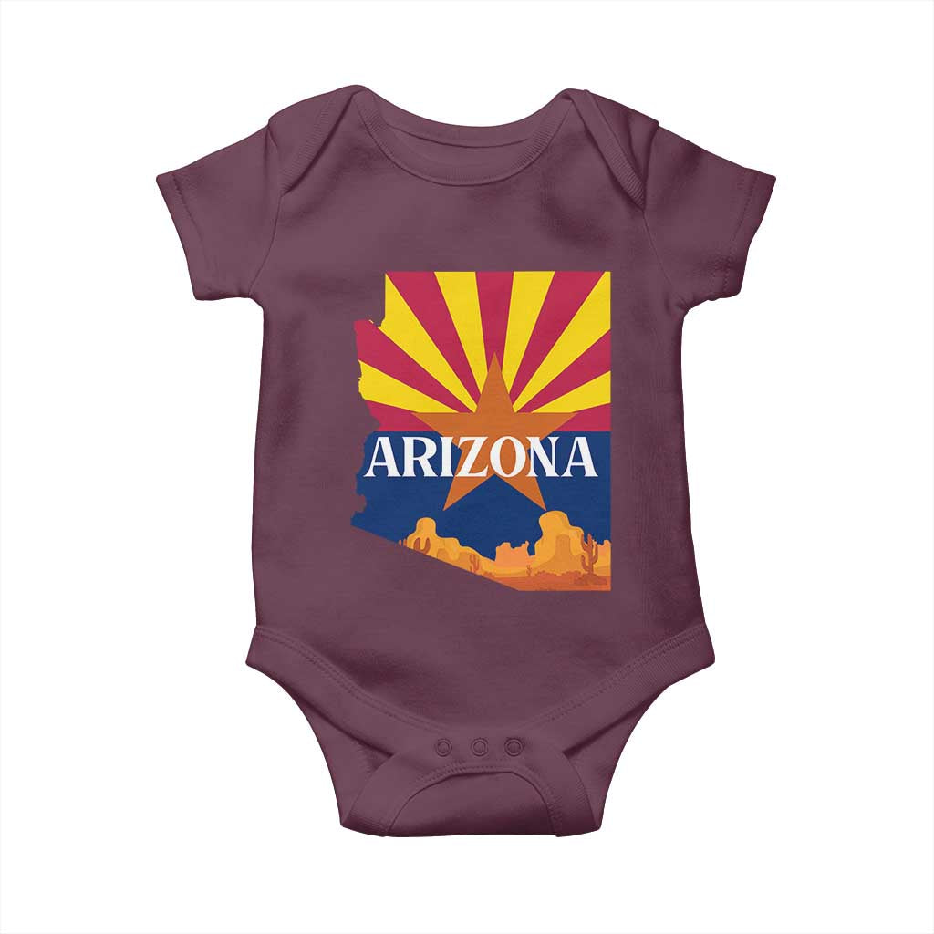 Arizona State Flag Map Graphic Baby Onesie Southwest Sunburst Cactus State Pride Souvenir