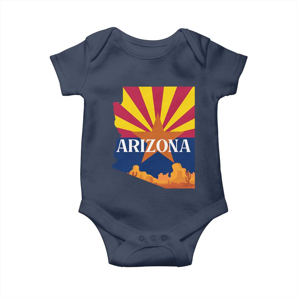 Arizona State Flag Map Graphic Baby Onesie Southwest Sunburst Cactus State Pride Souvenir